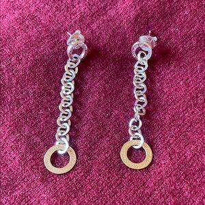 Elegant Pianegonda Silver and Gold Chain post Earrings.